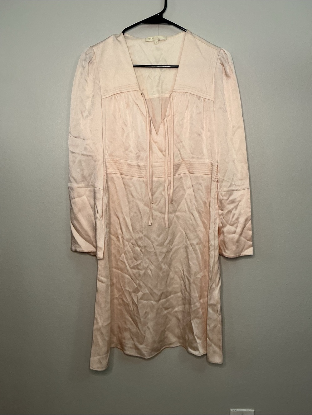Balletcore Maje Pale Pink Long Sleeve Satin Dress size 8/10